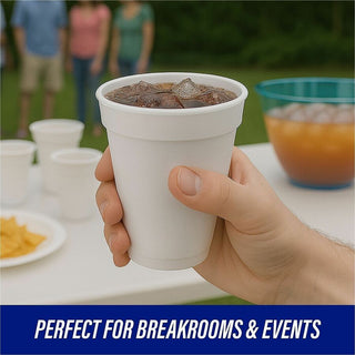 Genuine Joe 12 oz Hot/Cold Foam Cups - 40.0 / Pack - 25 / Carton - White - Foam - Hot Drink, Cold Drink