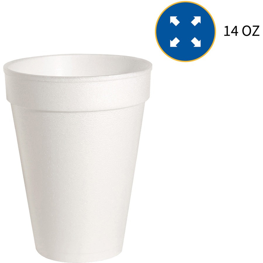 Genuine Joe 14 oz Hot/Cold Foam Cups - 25 / Pack - 40 / Carton - White - Foam - Hot Drink, Cold Drink - 