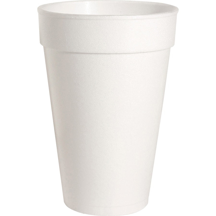 Genuine Joe 16 oz Hot/Cold Foam Cups - 25 / Pack - 20 / Carton - White - Foam - Hot Drink, Cold Drink - 