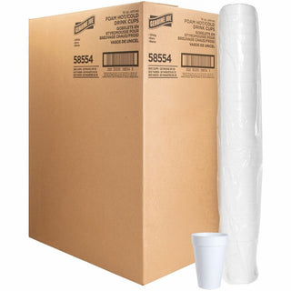 Genuine Joe 16 oz Hot/Cold Foam Cups - 25 / Pack - 20 / Carton - White - Foam - Hot Drink, Cold Drink
