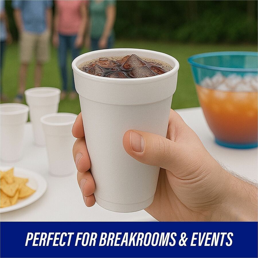 Genuine Joe 16 oz Hot/Cold Foam Cups - 25 / Pack - 20 / Carton - White - Foam - Hot Drink, Cold Drink