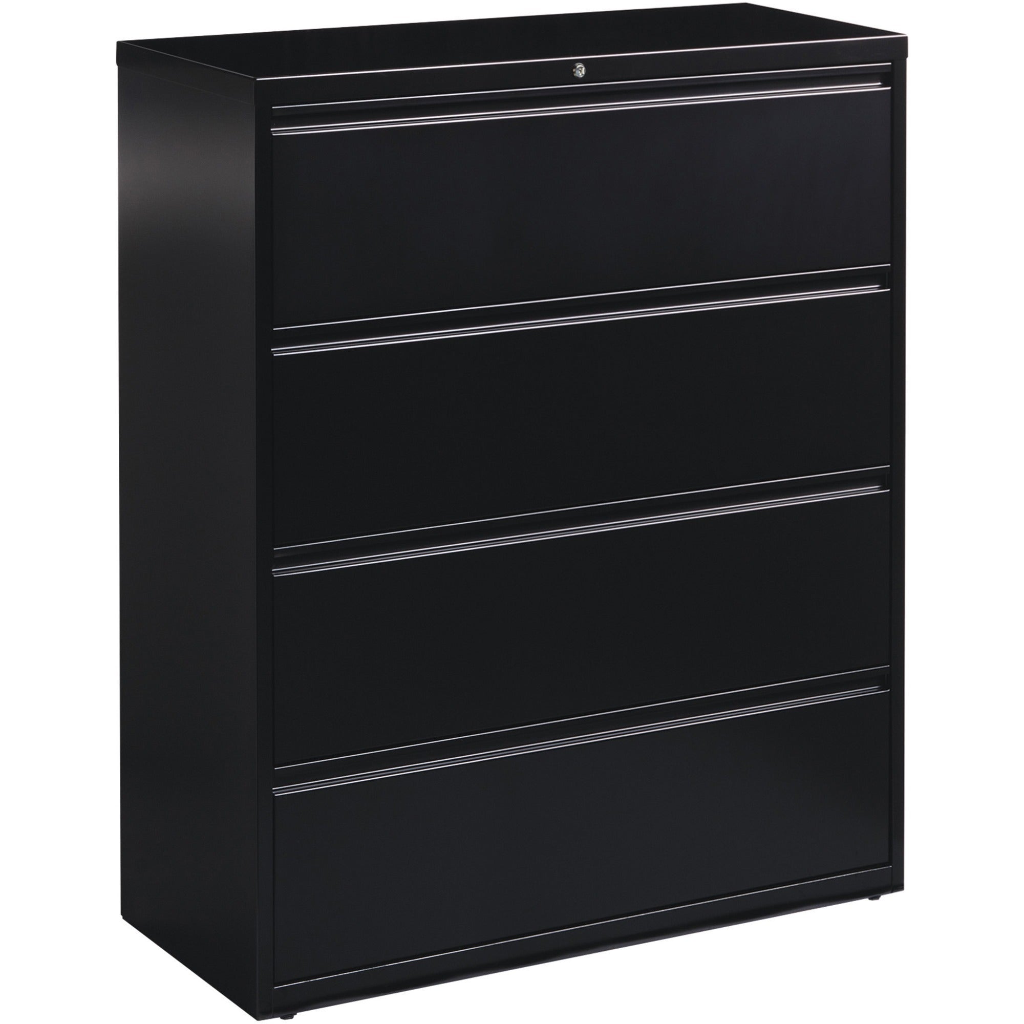 Lorell Fortress Series Lateral File - 42" x 18.6" x 52.5" - 4 x Drawer(s) for File - Letter, Legal, A4 - Lateral - Interlocking, Leveling Glide, Label Holder, Ball-bearing Suspension - Black - Recycled - 