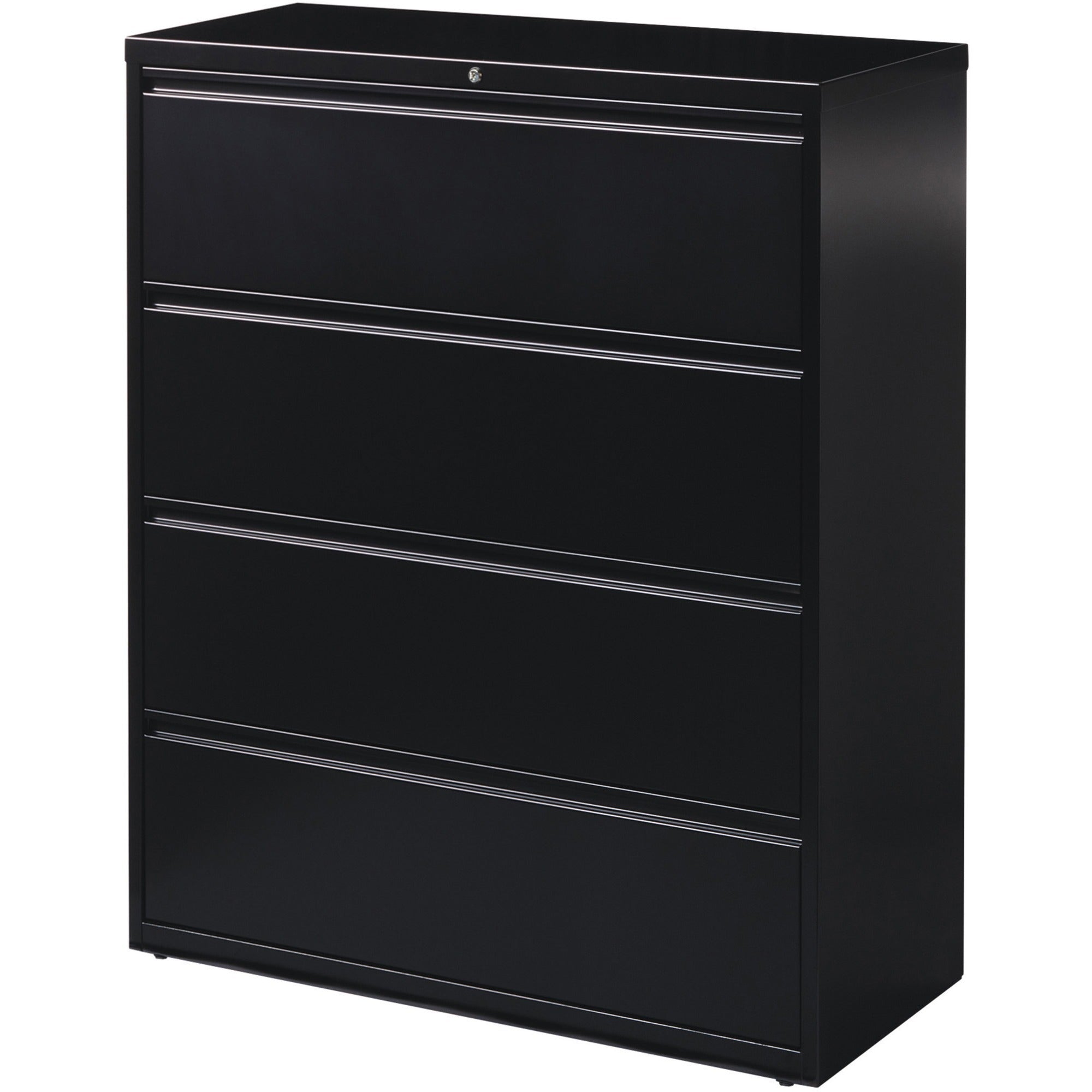 Lorell Fortress Series Lateral File - 42" x 18.6" x 52.5" - 4 x Drawer(s) for File - Letter, Legal, A4 - Lateral - Interlocking, Leveling Glide, Label Holder, Ball-bearing Suspension - Black - Recycled - 