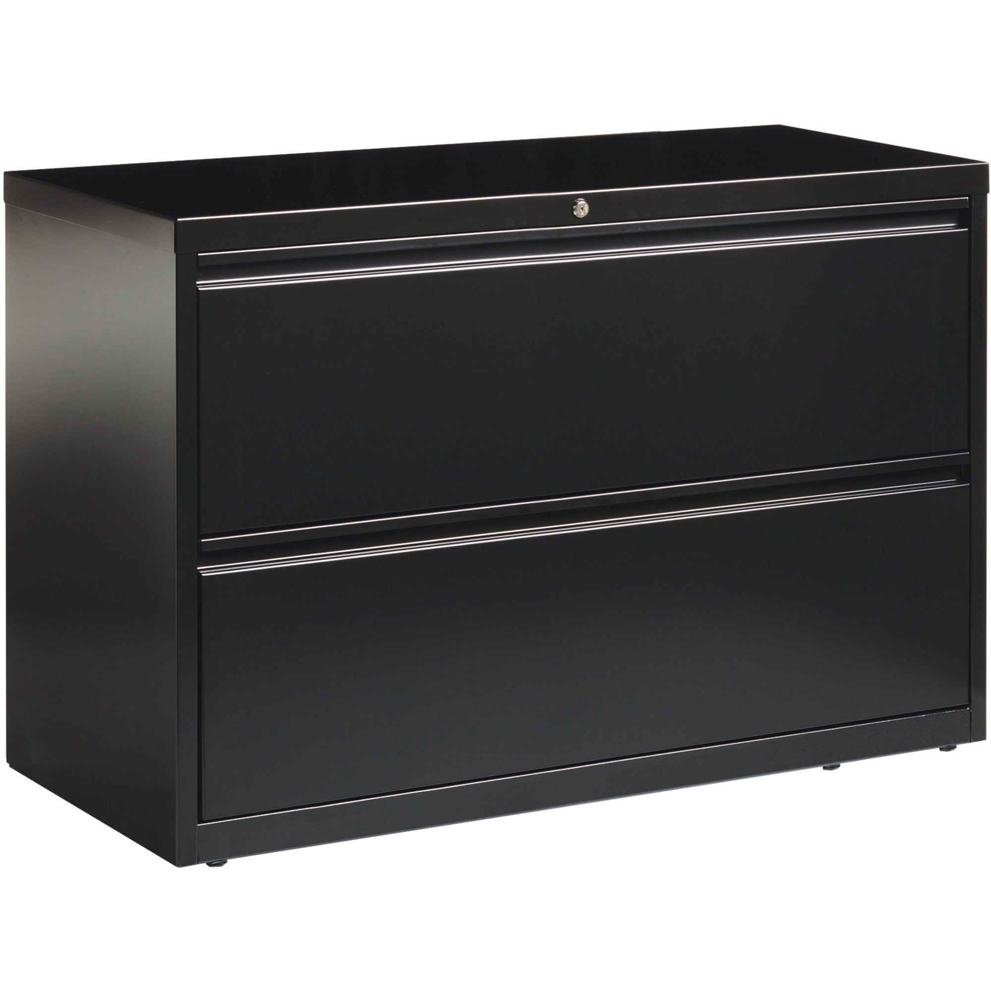 Lorell Fortress Series Lateral File - 42" x 18.6" x 28.1" - 2 x Drawer(s) for File - Letter, Legal, A4 - Lateral - Interlocking, Leveling Glide, Ball-bearing Suspension, Label Holder - Black - Recycled - 