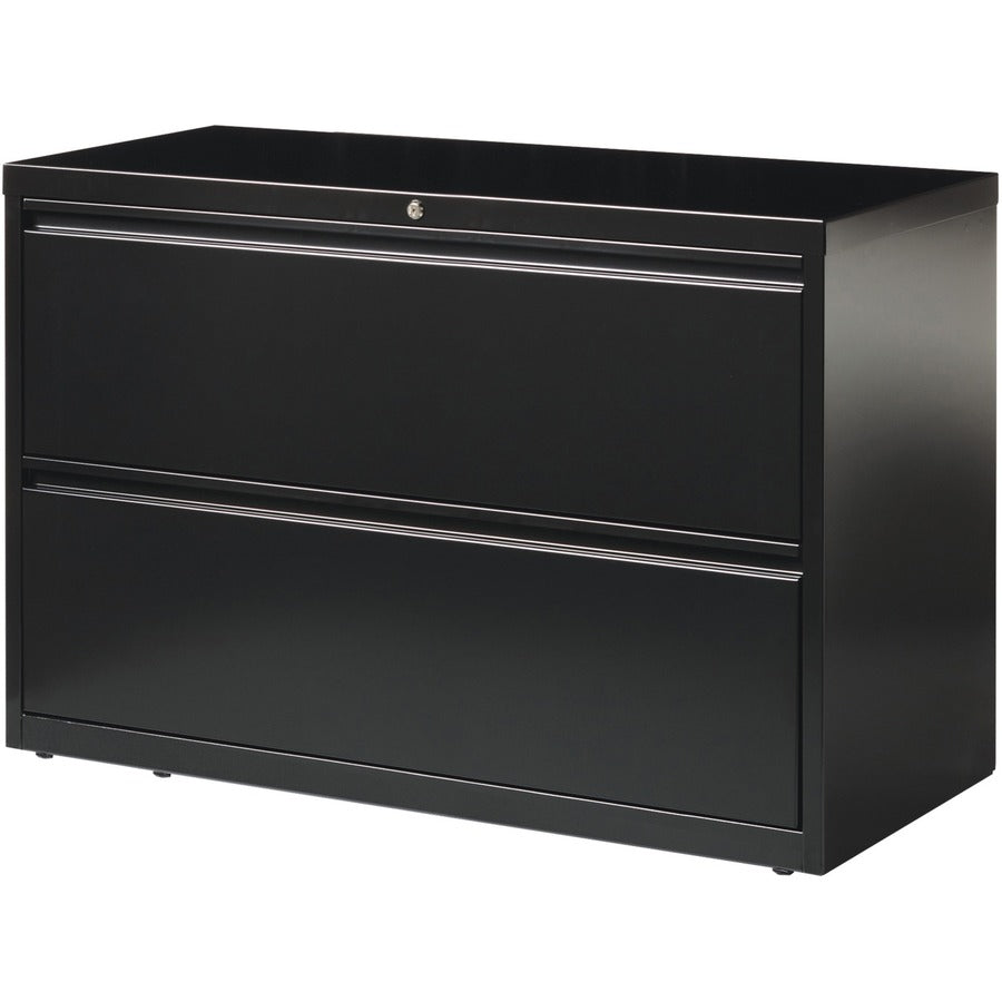 Lorell Fortress Series Lateral File - 42" x 18.6" x 28.1" - 2 x Drawer(s) for File - Letter, Legal, A4 - Lateral - Interlocking, Leveling Glide, Ball-bearing Suspension, Label Holder - Black - Recycled