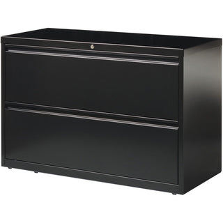 Lorell Fortress Series Lateral File - 42" x 18.6" x 28.1" - 2 x Drawer(s) for File - Letter, Legal, A4 - Lateral - Interlocking, Leveling Glide, Ball-bearing Suspension, Label Holder - Black - Recycled