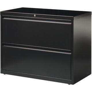 Lorell Fortress Series Lateral File - 36" x 18.6" x 28.1" - 2 x Drawer(s) for File - Letter, Legal, A4 - Lateral - Leveling Glide, Label Holder, Ball-bearing Suspension, Interlocking - Black - Steel - Recycled