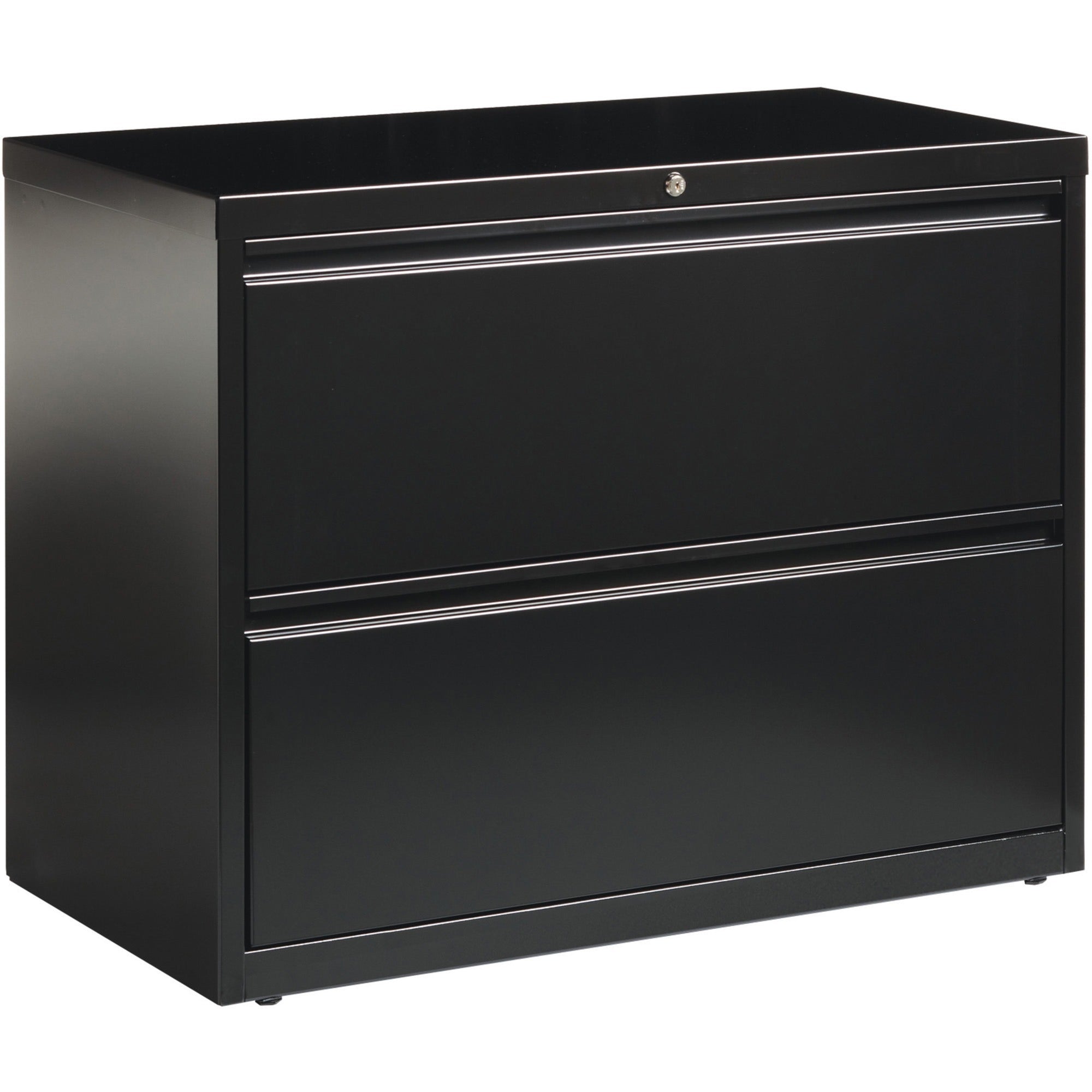 Lorell Fortress Series Lateral File - 36" x 18.6" x 28.1" - 2 x Drawer(s) for File - Letter, Legal, A4 - Lateral - Leveling Glide, Label Holder, Ball-bearing Suspension, Interlocking - Black - Steel - Recycled - 