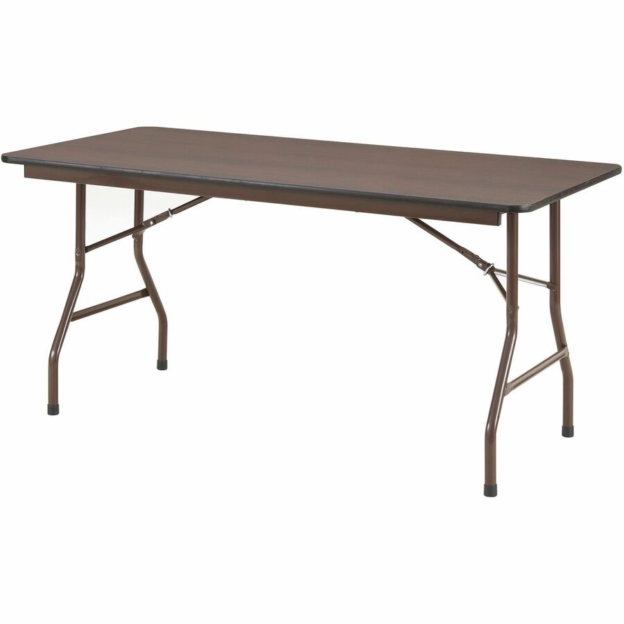 Lorell Economy Folding Table - For - Table TopMelamine Rectangle Top - 500 lb Capacity - 60" Table Top Length x 30" Table Top Width x 0.63" Table Top Thickness - 29" Height - Mahogany - 1 Each