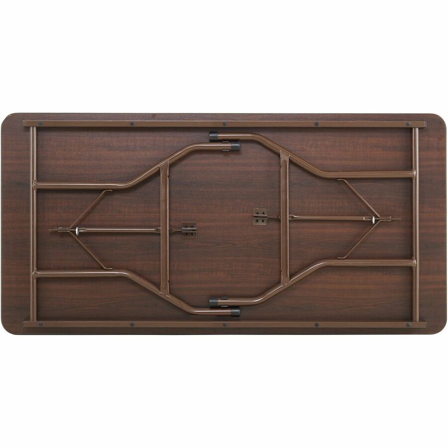 Lorell Economy Folding Table - For - Table TopMelamine Rectangle Top - 500 lb Capacity - 60" Table Top Length x 30" Table Top Width x 0.63" Table Top Thickness - 29" Height - Mahogany - 1 Each