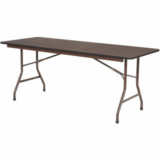 Lorell Economy Folding Table - For - Table TopMelamine Rectangle Top - 500 lb Capacity - 72" Table Top Length x 30" Table Top Width x 0.63" Table Top Thickness - 29" Height - Mahogany - 1 Each