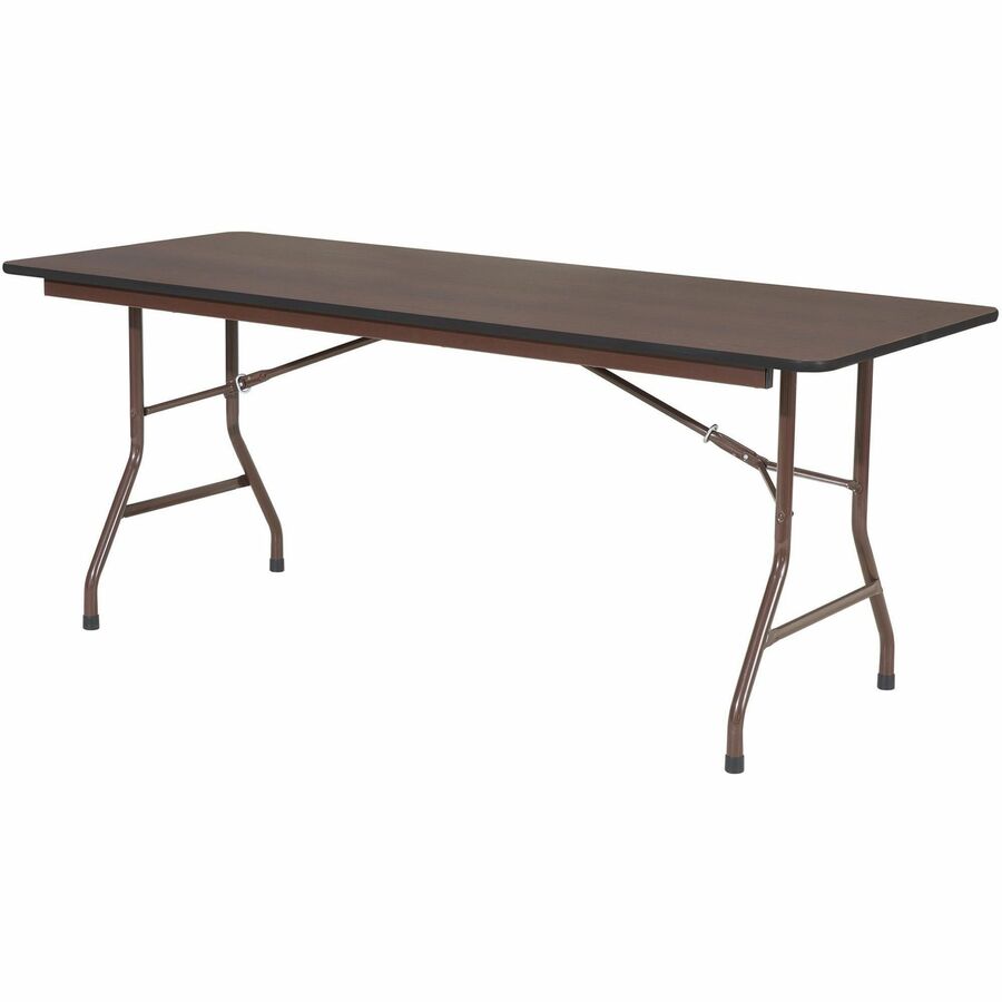 Lorell Economy Folding Table - For - Table TopMelamine Rectangle Top - 500 lb Capacity - 72" Table Top Length x 30" Table Top Width x 0.63" Table Top Thickness - 29" Height - Mahogany - 1 Each