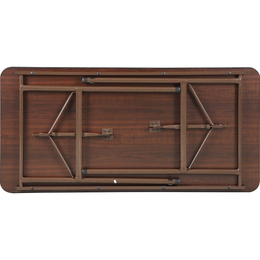 Lorell Economy Folding Table - For - Table TopMelamine Rectangle Top - 500 lb Capacity - 48" Table Top Length x 24" Table Top Width x 0.63" Table Top Thickness - 29" Height - Mahogany - 1 Each