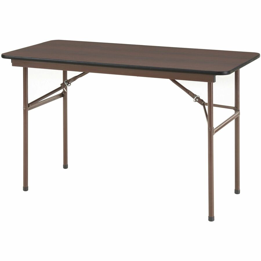 Lorell Economy Folding Table - For - Table TopMelamine Rectangle Top - 500 lb Capacity - 48" Table Top Length x 24" Table Top Width x 0.63" Table Top Thickness - 29" Height - Mahogany - 1 Each