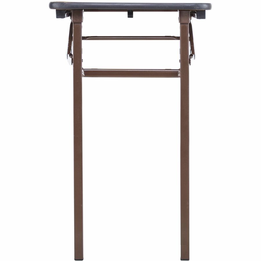 Lorell Economy Folding Table - For - Table TopMelamine Rectangle Top - 500 lb Capacity - 48" Table Top Length x 24" Table Top Width x 0.63" Table Top Thickness - 29" Height - Mahogany - 1 Each