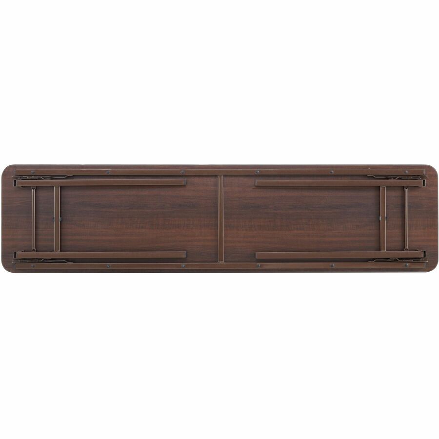 Lorell Economy Folding Table - For - Table TopMelamine Rectangle Top - 500 lb Capacity - 96" Table Top Length x 30" Table Top Width x 0.63" Table Top Thickness - 29" Height - Mahogany - 1 Each