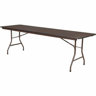 Lorell Economy Folding Table - For - Table TopMelamine Rectangle Top - 500 lb Capacity - 96" Table Top Length x 30" Table Top Width x 0.63" Table Top Thickness - 29" Height - Mahogany - 1 Each
