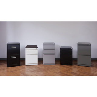 Lorell 22" File/File Mobile File Cabinet with Recessed Pull - 15" x 22.9" x 28" - 2 x Drawer(s) for File - Letter - Security Lock, Ball-bearing Suspension - Black - Powder Coated - Steel - Recycled