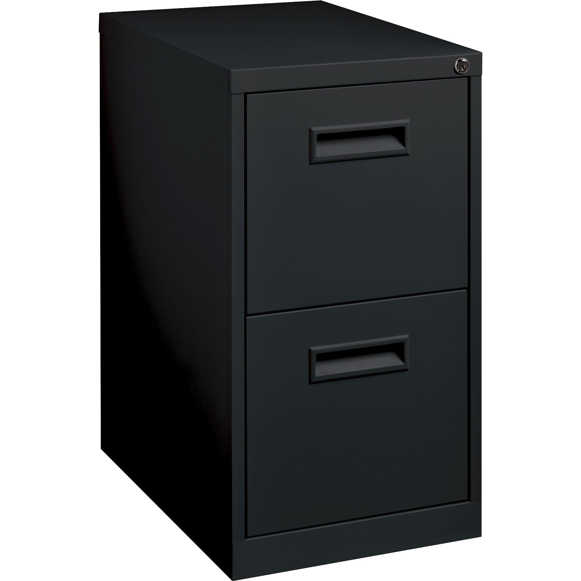 Lorell 22" File/File Mobile File Cabinet with Recessed Pull - 15" x 22.9" x 28" - 2 x Drawer(s) for File - Letter - Security Lock, Ball-bearing Suspension - Black - Powder Coated - Steel - Recycled - 