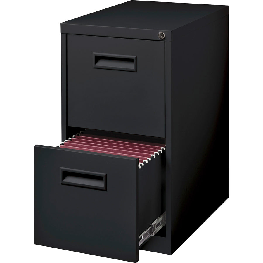 Lorell 22" File/File Mobile File Cabinet with Recessed Pull - 15" x 22.9" x 28" - 2 x Drawer(s) for File - Letter - Security Lock, Ball-bearing Suspension - Black - Powder Coated - Steel - Recycled - 