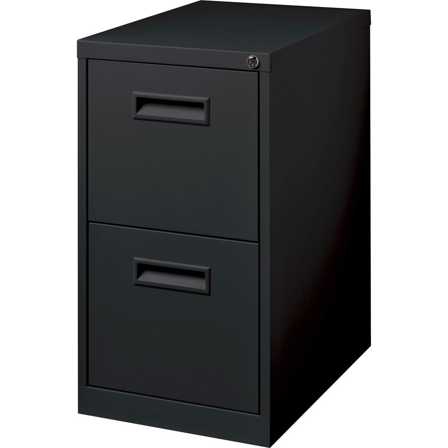 Lorell 22" File/File Mobile File Cabinet with Recessed Pull - 15" x 22.9" x 28" - 2 x Drawer(s) for File - Letter - Security Lock, Ball-bearing Suspension - Black - Powder Coated - Steel - Recycled