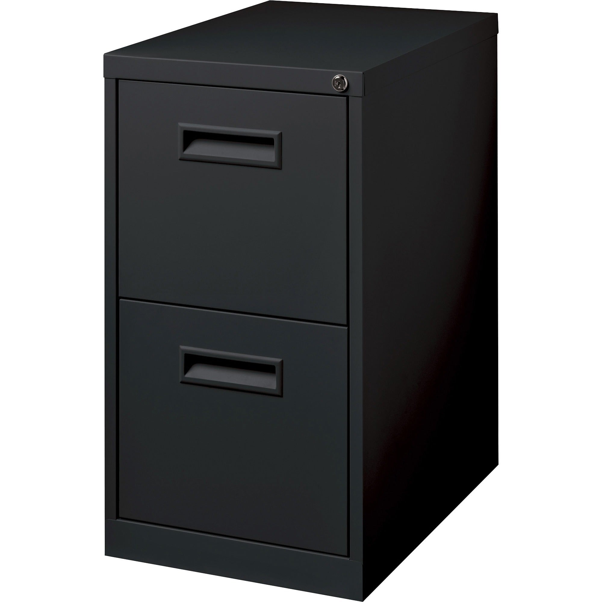 Lorell 22" File/File Mobile File Cabinet with Recessed Pull - 15" x 22.9" x 28" - 2 x Drawer(s) for File - Letter - Security Lock, Ball-bearing Suspension - Black - Powder Coated - Steel - Recycled - 