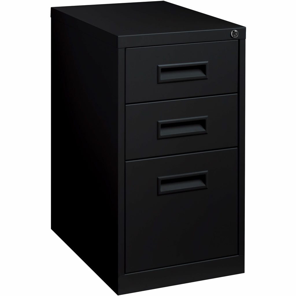 Lorell 22" Box/Box/File Mobile File Cabinet with Recessed Pull - 15" x 22" x 27.8" - 3 x Drawer(s) for Box, File - Letter - Security Lock, Ball-bearing Suspension - Black - Powder Coated - Steel - Recycled
