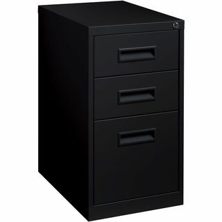 Lorell 22" Box/Box/File Mobile File Cabinet with Recessed Pull - 15" x 22" x 27.8" - 3 x Drawer(s) for Box, File - Letter - Security Lock, Ball-bearing Suspension - Black - Powder Coated - Steel - Recycled