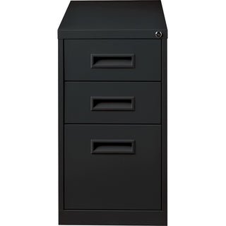 Lorell 22" Box/Box/File Mobile File Cabinet with Recessed Pull - 15" x 22" x 27.8" - 3 x Drawer(s) for Box, File - Letter - Security Lock, Ball-bearing Suspension - Black - Powder Coated - Steel - Recycled