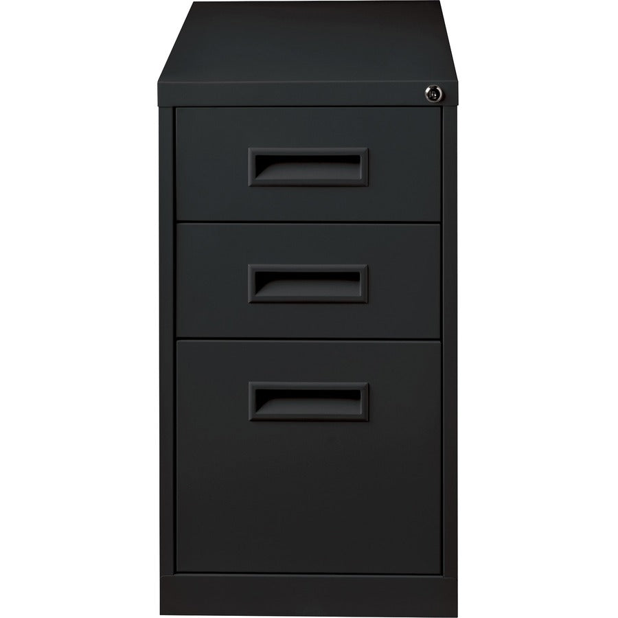 Lorell 22" Box/Box/File Mobile File Cabinet with Recessed Pull - 15" x 22" x 27.8" - 3 x Drawer(s) for Box, File - Letter - Security Lock, Ball-bearing Suspension - Black - Powder Coated - Steel - Recycled