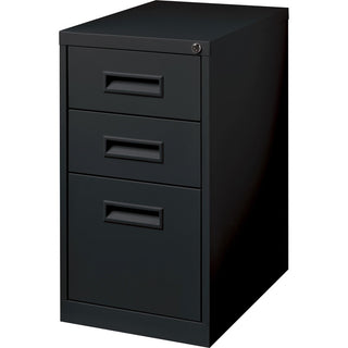 Lorell 22" Box/Box/File Mobile File Cabinet with Recessed Pull - 15" x 22" x 27.8" - 3 x Drawer(s) for Box, File - Letter - Security Lock, Ball-bearing Suspension - Black - Powder Coated - Steel - Recycled