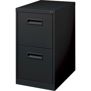 Lorell 19" File/File Mobile File Cabinet with Recessed Pull - 15" x 19" x 28" - 2 x Drawer(s) for File - Letter - Locking Casters, Security Lock, Ball-bearing Suspension - Black - Powder Coated - Steel - Recycled