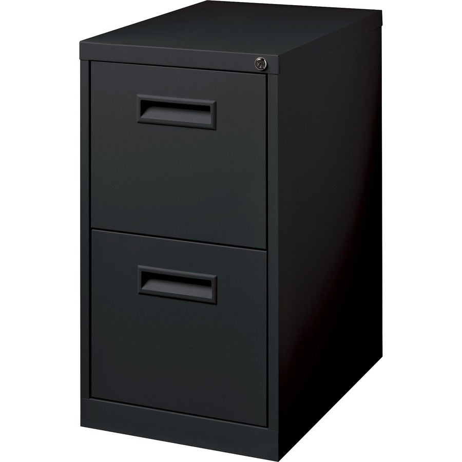 Lorell 19" File/File Mobile File Cabinet with Recessed Pull - 15" x 19" x 28" - 2 x Drawer(s) for File - Letter - Locking Casters, Security Lock, Ball-bearing Suspension - Black - Powder Coated - Steel - Recycled
