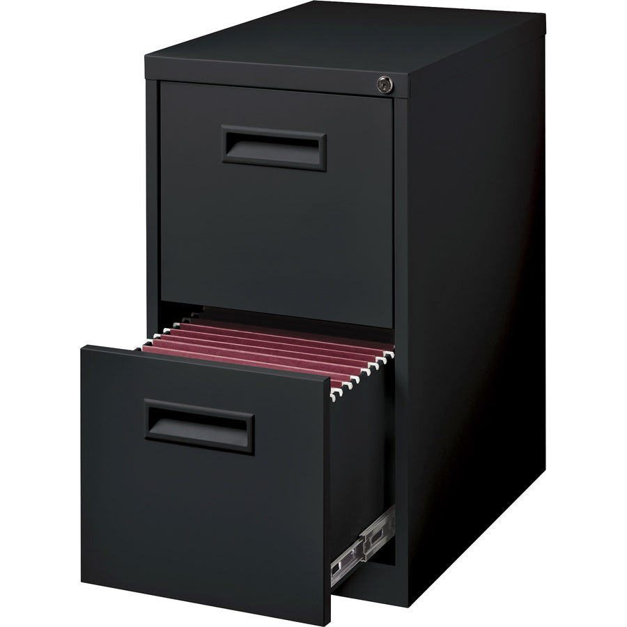 Lorell 19" File/File Mobile File Cabinet with Recessed Pull - 15" x 19" x 28" - 2 x Drawer(s) for File - Letter - Locking Casters, Security Lock, Ball-bearing Suspension - Black - Powder Coated - Steel - Recycled - 