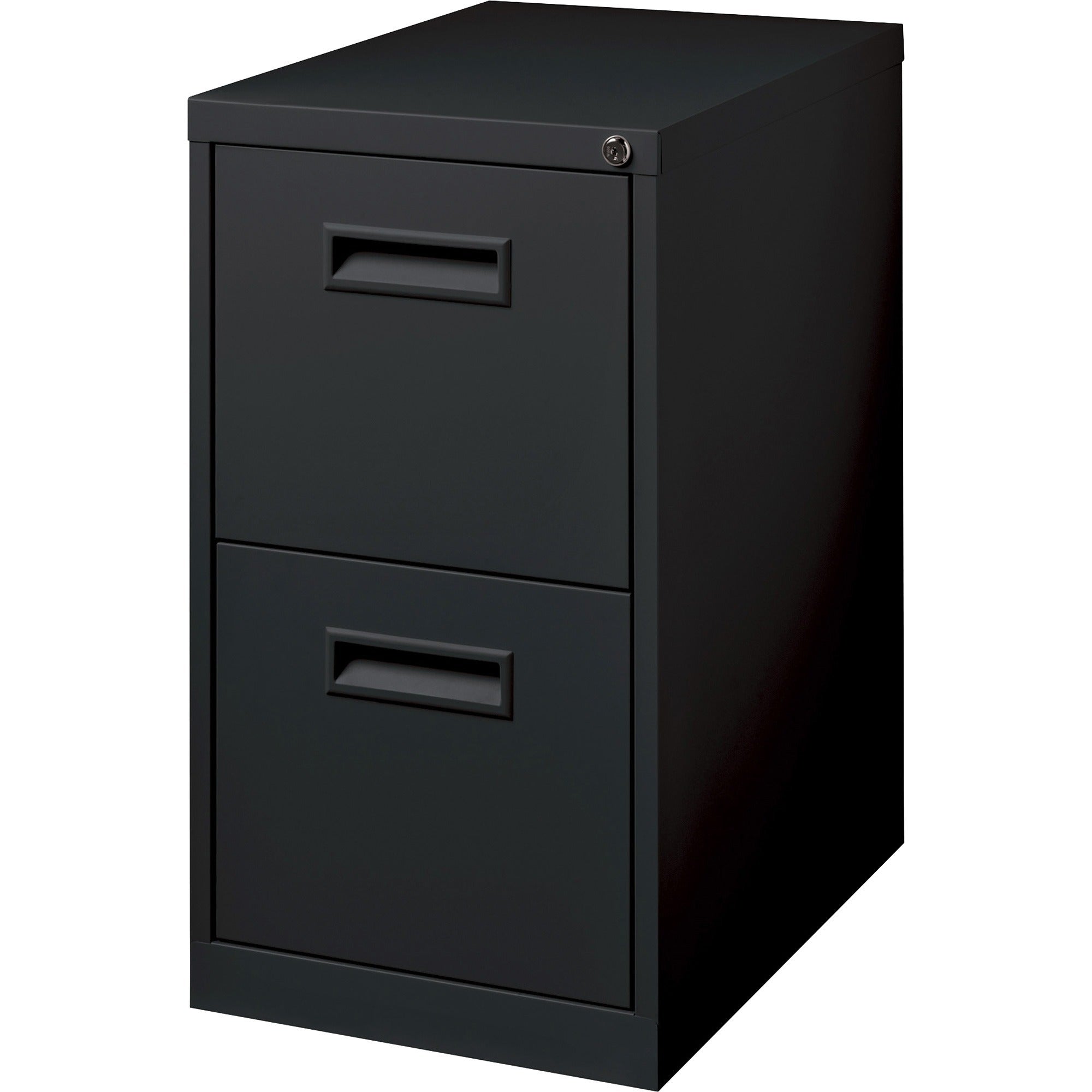 Lorell 19" File/File Mobile File Cabinet with Recessed Pull - 15" x 19" x 28" - 2 x Drawer(s) for File - Letter - Locking Casters, Security Lock, Ball-bearing Suspension - Black - Powder Coated - Steel - Recycled - 