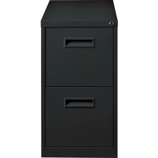 Lorell 19" File/File Mobile File Cabinet with Recessed Pull - 15" x 19" x 28" - 2 x Drawer(s) for File - Letter - Locking Casters, Security Lock, Ball-bearing Suspension - Black - Powder Coated - Steel - Recycled