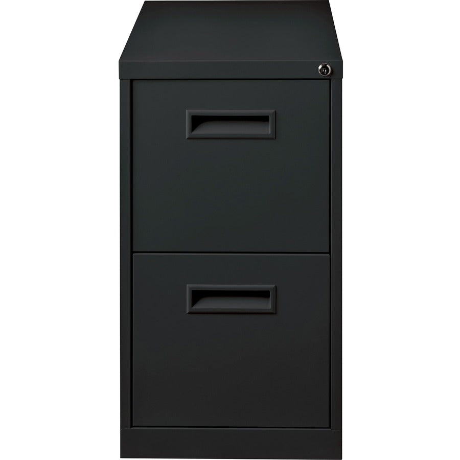 Lorell 19" File/File Mobile File Cabinet with Recessed Pull - 15" x 19" x 28" - 2 x Drawer(s) for File - Letter - Locking Casters, Security Lock, Ball-bearing Suspension - Black - Powder Coated - Steel - Recycled