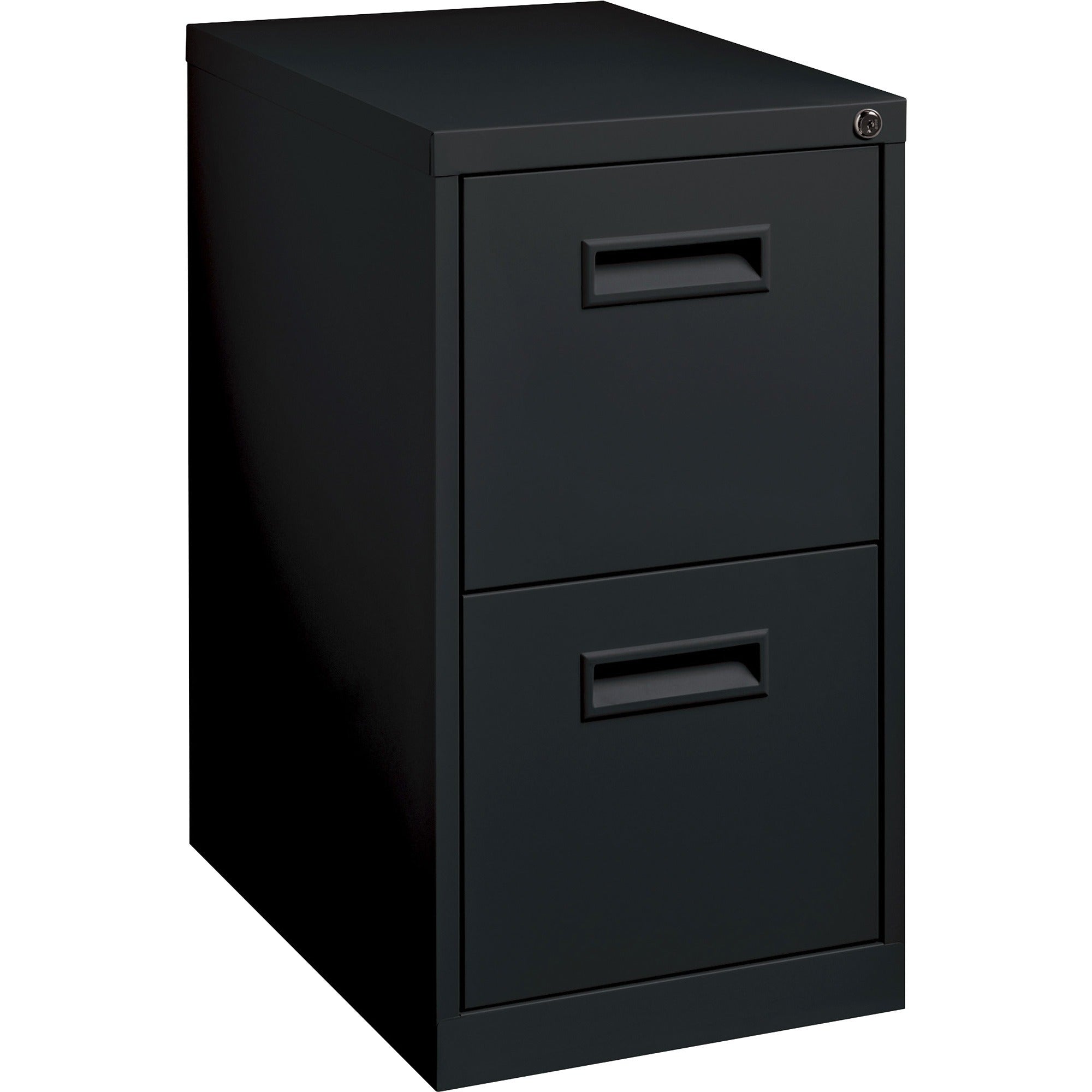 Lorell 19" File/File Mobile File Cabinet with Recessed Pull - 15" x 19" x 28" - 2 x Drawer(s) for File - Letter - Locking Casters, Security Lock, Ball-bearing Suspension - Black - Powder Coated - Steel - Recycled - 