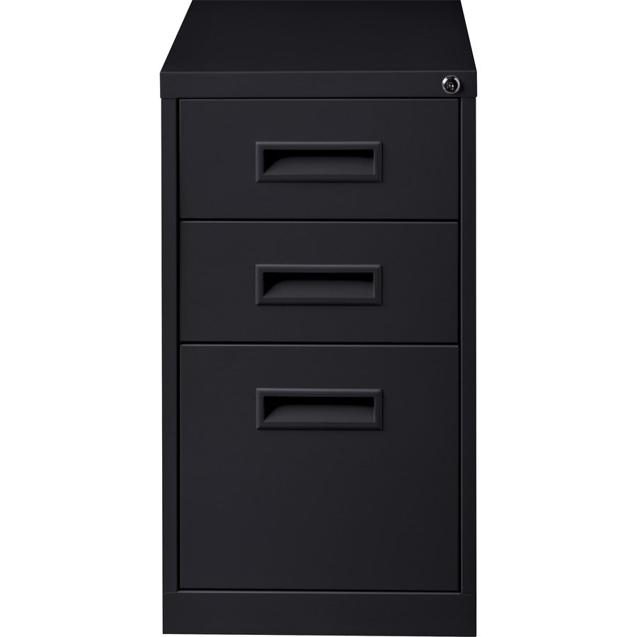 Lorell 19" Box/Box/File Mobile File Cabinet with Recessed Pull - 15" x 19" x 28" - 3 x Drawer(s) for Box, File - Letter - Ball-bearing Suspension - Black - Steel - Recycled