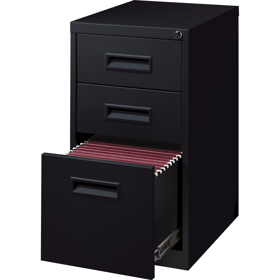 Lorell 19" Box/Box/File Mobile File Cabinet with Recessed Pull - 15" x 19" x 28" - 3 x Drawer(s) for Box, File - Letter - Ball-bearing Suspension - Black - Steel - Recycled - 