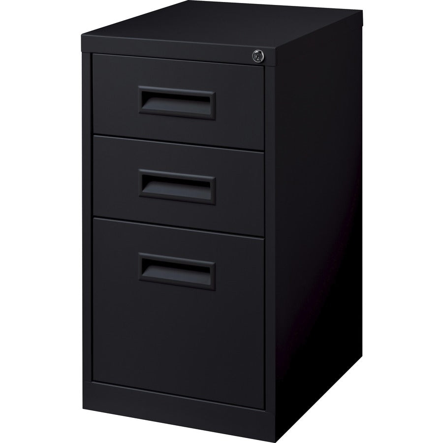 Lorell 19" Box/Box/File Mobile File Cabinet with Recessed Pull - 15" x 19" x 28" - 3 x Drawer(s) for Box, File - Letter - Ball-bearing Suspension - Black - Steel - Recycled