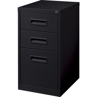 Lorell 19" Box/Box/File Mobile File Cabinet with Recessed Pull - 15" x 19" x 28" - 3 x Drawer(s) for Box, File - Letter - Ball-bearing Suspension - Black - Steel - Recycled