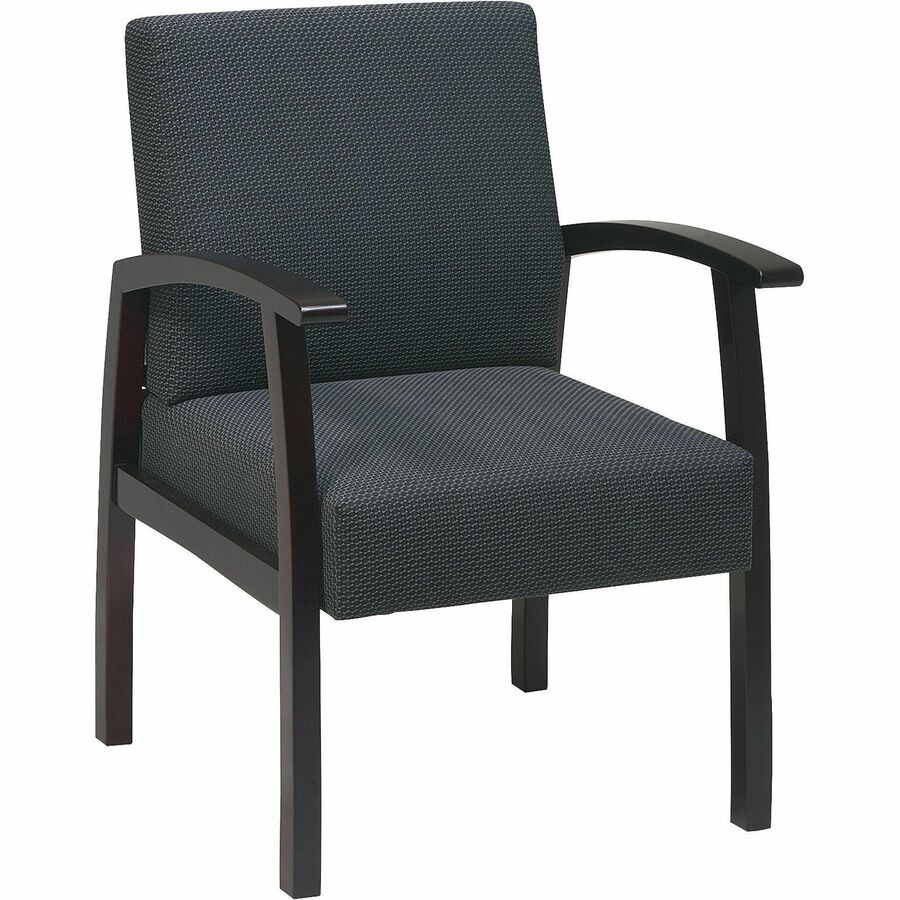 Lorell Thickly Padded Guest Chair - Mahogany Frame - Four-legged Base - Charcoal - 1 Each