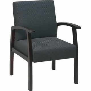 Lorell Thickly Padded Guest Chair - Mahogany Frame - Four-legged Base - Charcoal - 1 Each
