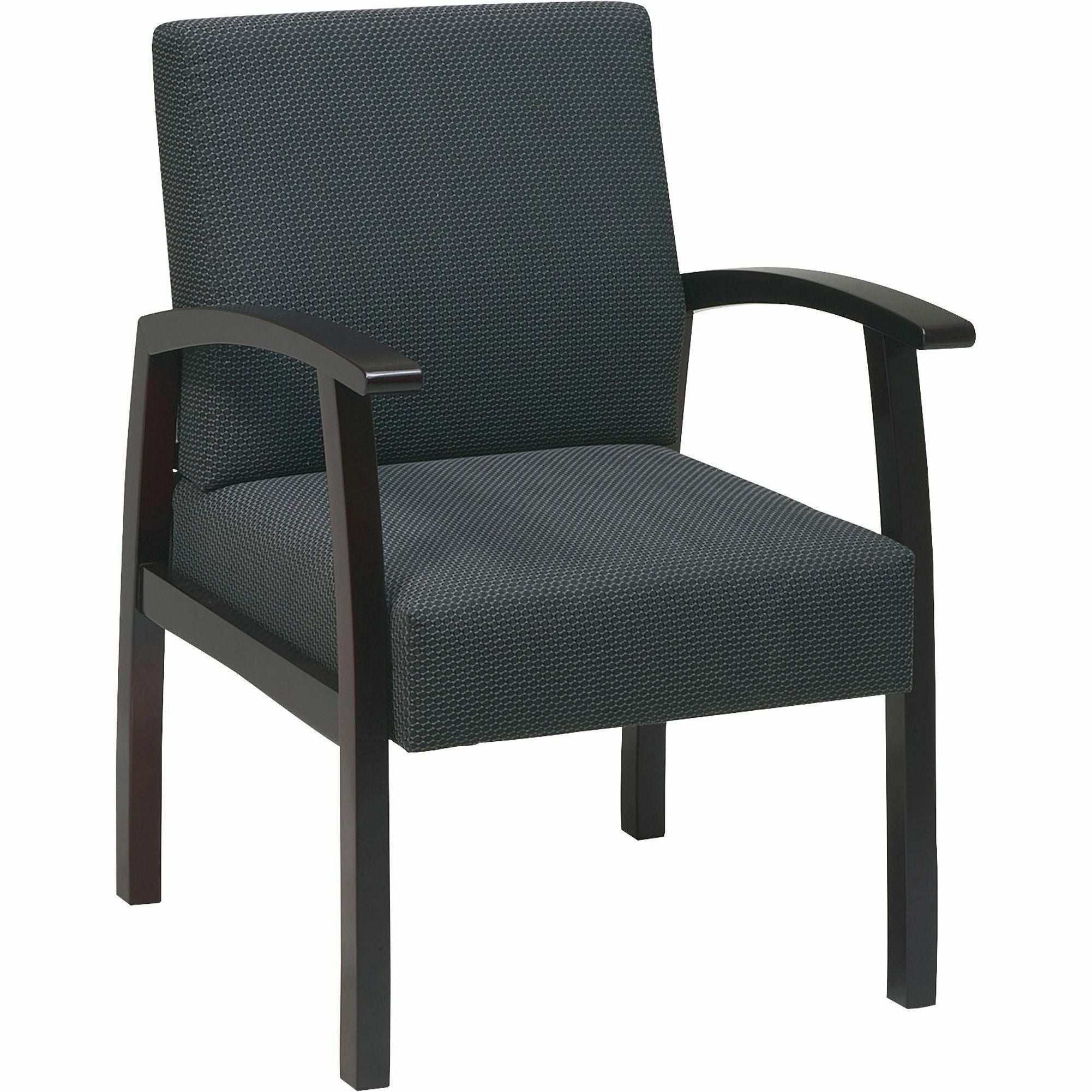 Lorell Thickly Padded Guest Chair - Mahogany Frame - Four-legged Base - Charcoal - 1 Each - 