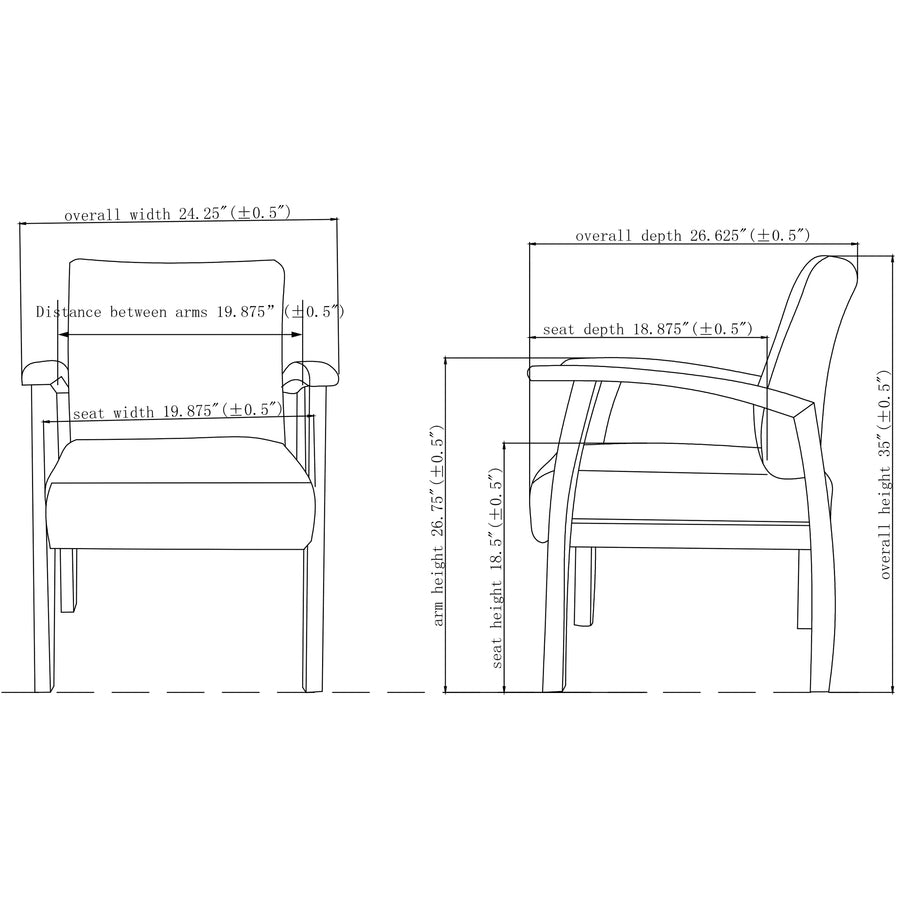 Lorell Thickly Padded Guest Chair - Cherry Frame - Four-legged Base - Midnight Blue - 1 Each