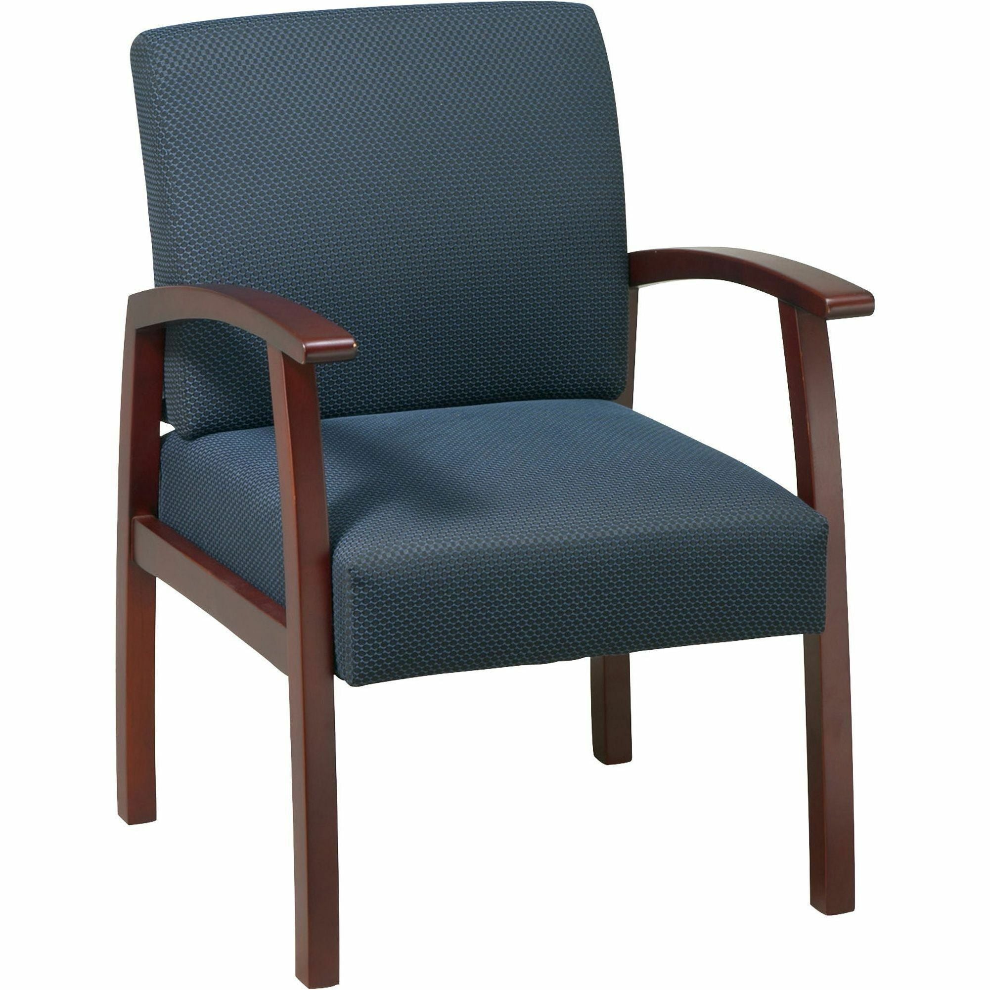 Lorell Thickly Padded Guest Chair - Cherry Frame - Four-legged Base - Midnight Blue - 1 Each - 