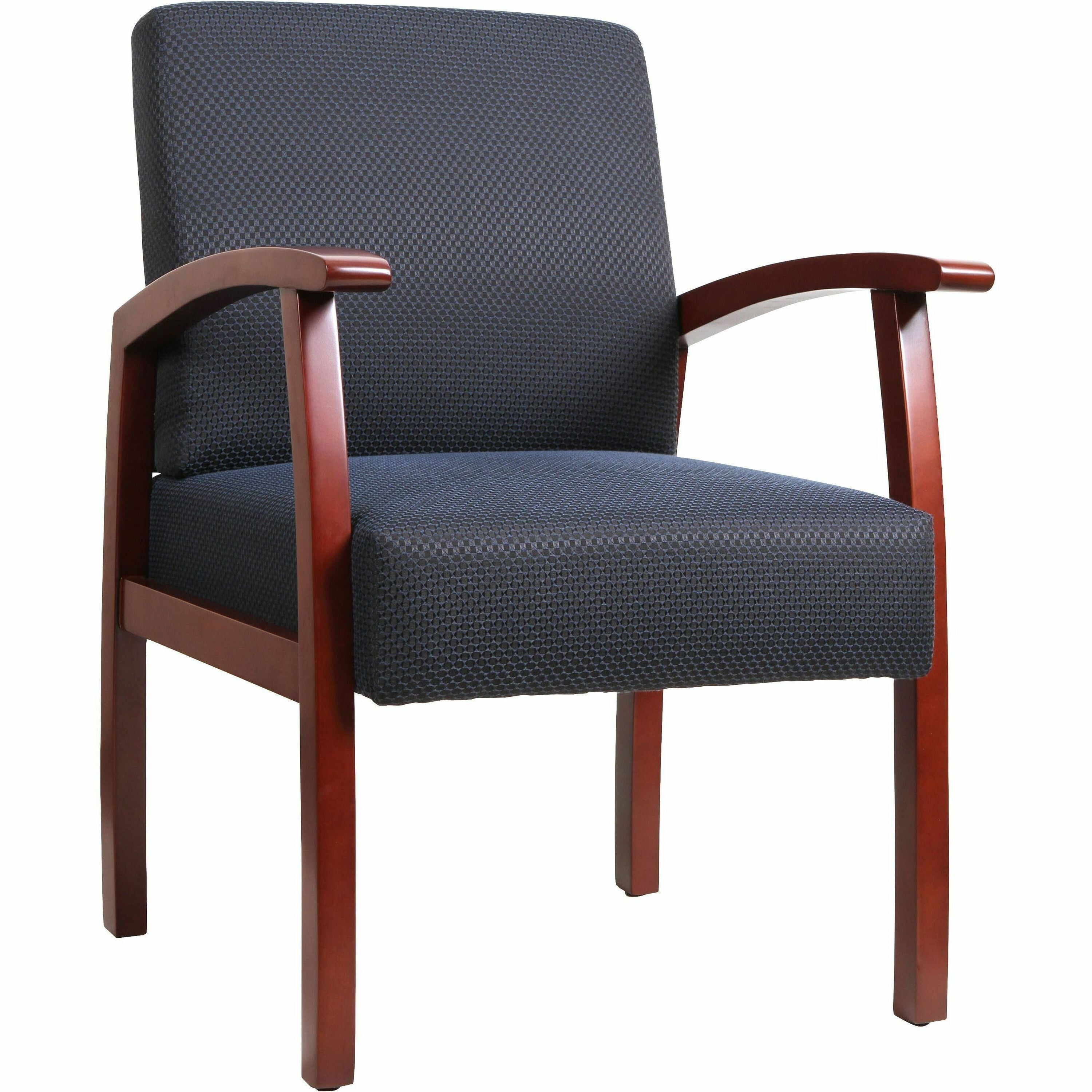 Lorell Thickly Padded Guest Chair - Cherry Frame - Four-legged Base - Midnight Blue - 1 Each - 