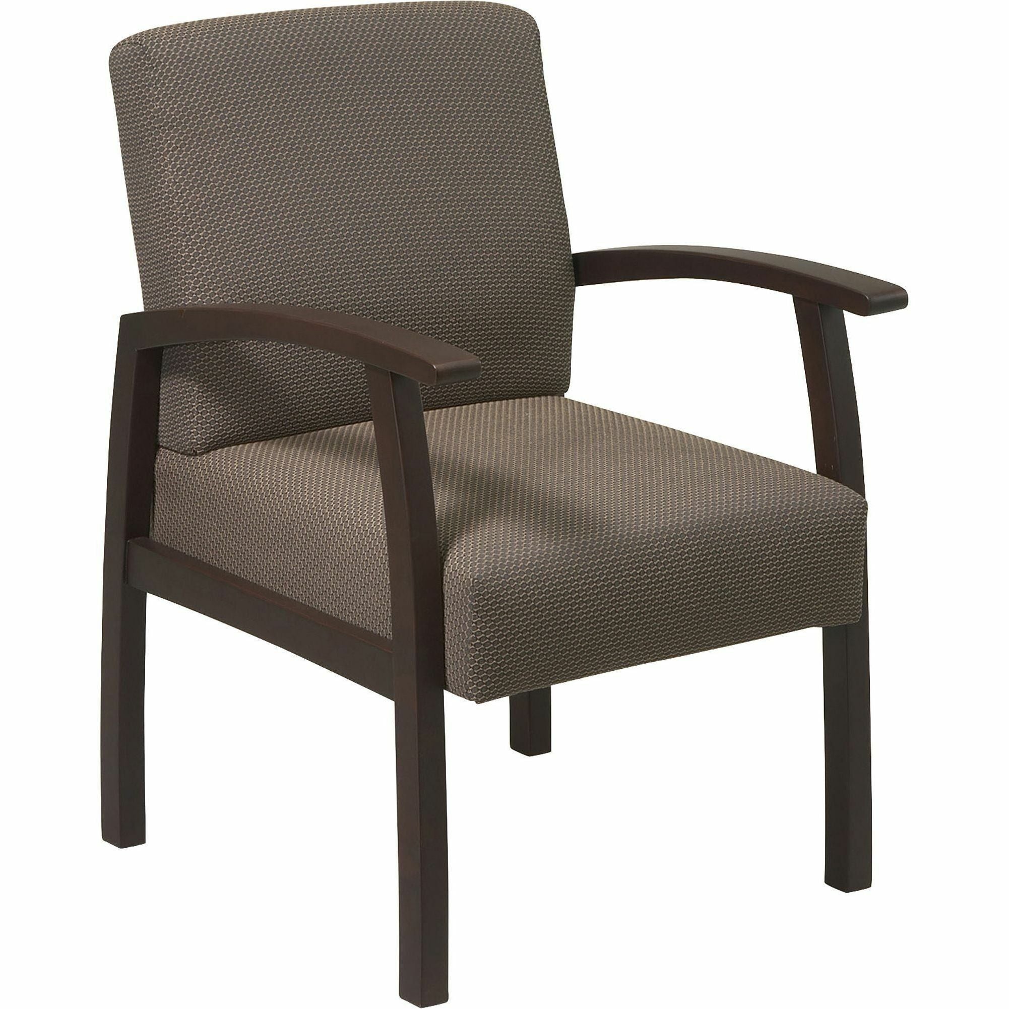 Lorell Thickly Padded Guest Chair - Espresso Frame - Four-legged Base - Taupe - 1 Each - 