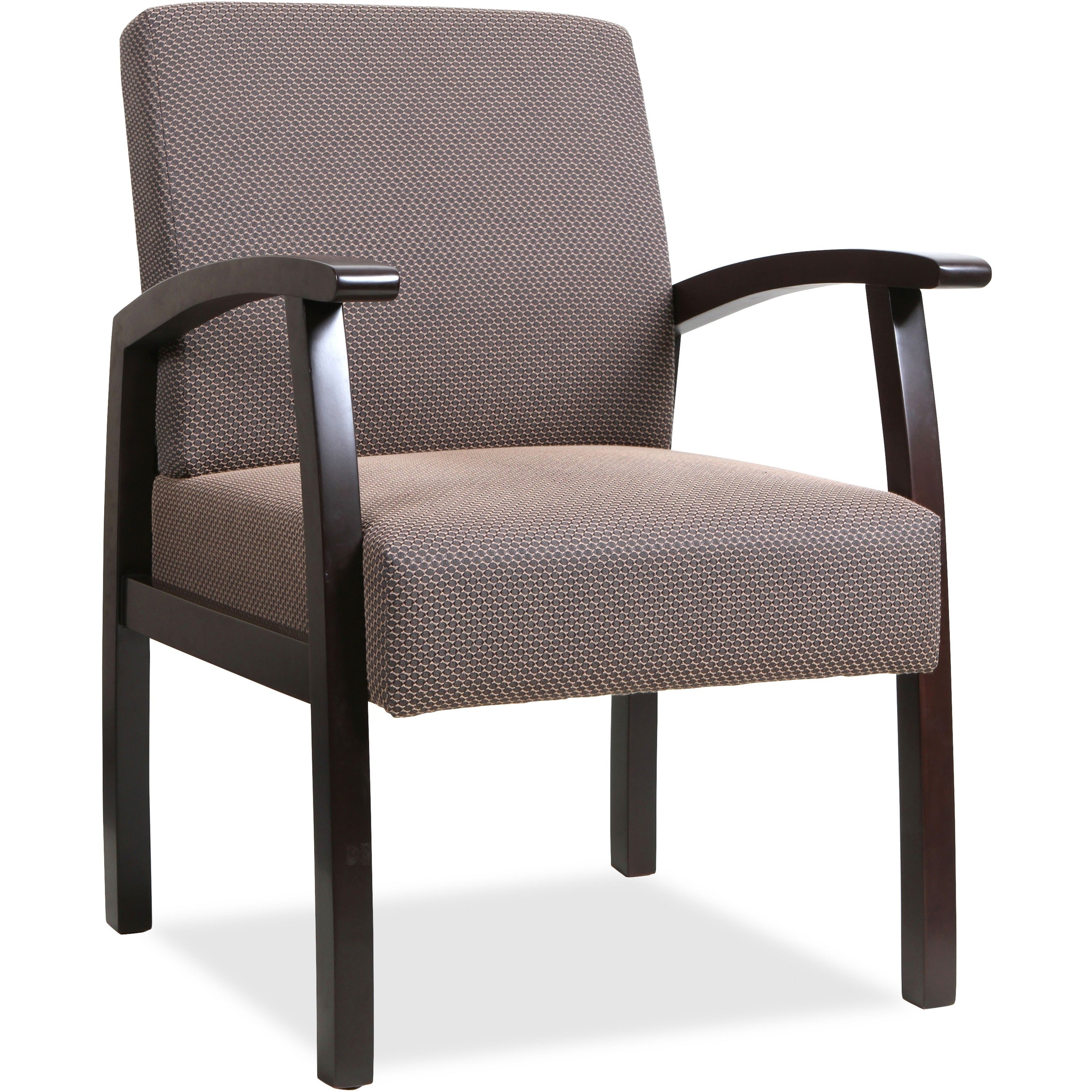 Lorell Thickly Padded Guest Chair - Espresso Frame - Four-legged Base - Taupe - 1 Each - 